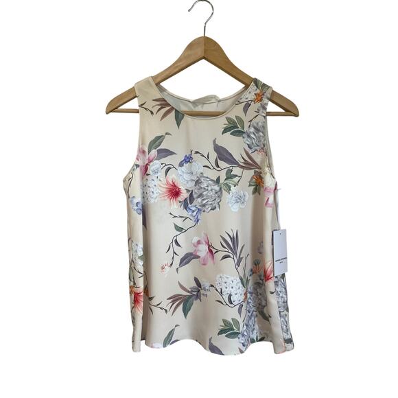 Amanda Uprichard Cream Floral Romantic Short Sleeve Blouse Size Small - Picture 1 of 11